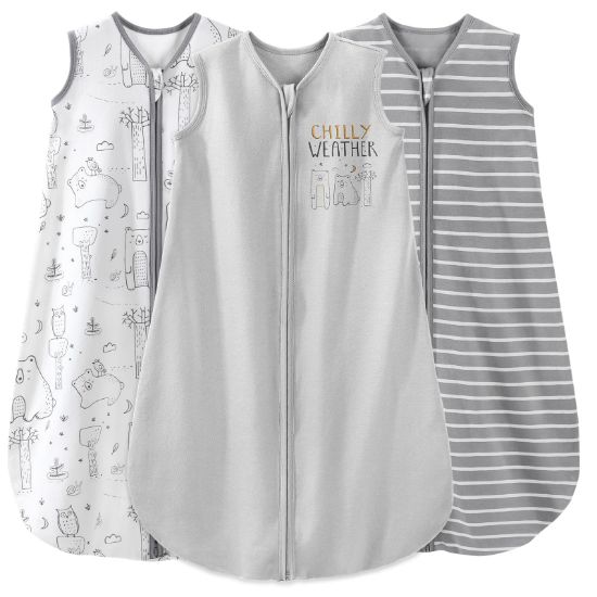 Picture of Yoofoss Baby Sleep Sack 0-6 Months Baby Wearable Blanket 100% Cotton 2-Way Zipper TOG 0.5 Toddler Sleeping Sack 3 Pack, Lightweight Sleep Sacks for Babies