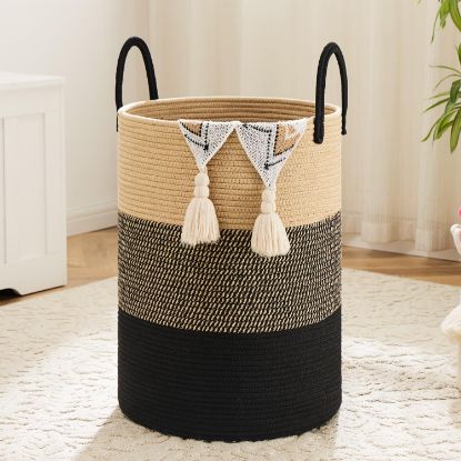 Picture of Artfeel Laundry Basket,Woven Cotton Rope Laundry Hamper,60L for Decorative Storage of Dirty Clothes,Toys and Blankets in Bathroom,Bedroom and Living Room