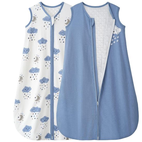 Picture of Yoofoss Baby Sleep Sack 18-24 Months with Plush Dots, 2 Pack TOG 1.5 Fleece Baby Wearable Blanket with 2-Way Zipper, Cotton Fabric Toddler Sleeping Sack, (X-Large)