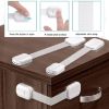 Picture of 16 Pack Vmaisi Multi-Use Adhesive Straps Locks - Childproofing Baby Proofing Cabinet Latches for Drawers, Fridge, Dishwasher, Toilet Seat, Cupboard, Oven,Trash Can, No Drilling (White) (16)