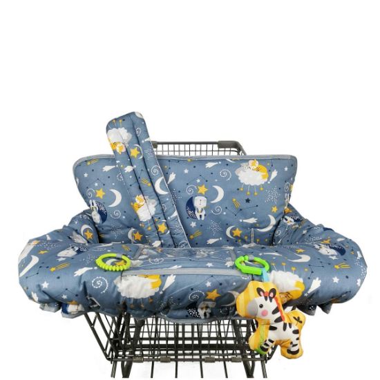 Picture of Shopping cart Cover, cart Cover for Babies, Padded high Chair Cover, Split Reversible seat Cushion, Cell Phone Pouch, Collection Pocket, Neutral for boy or Girl