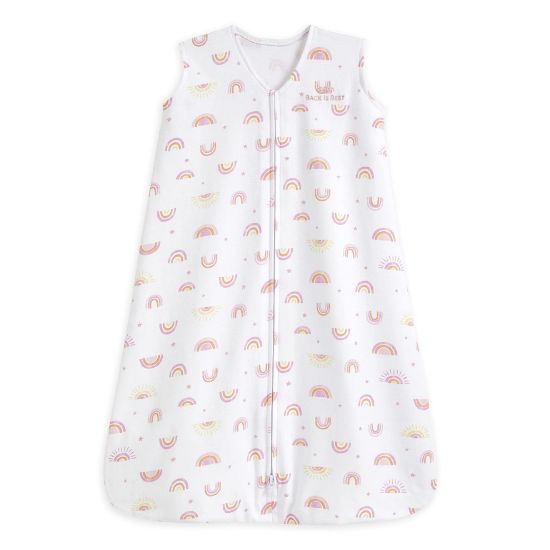 Picture of HALO SleepSack, 100% Cotton Wearable Blanket, Swaddle Transition Sleeping Bag, TOG 0.5, Sunshine Rainbows, Small, 0-6 Months