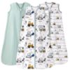 Picture of Unnivoll Baby Sleep Sack 6-12 Months 3 Pack 100% Cotton Lightweight 0.5 TOG Wearable Blanket Baby Sleep Bag with 2-Way Zipper for Newborn Infant Excavator