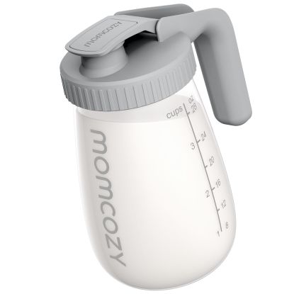 Picture of Momcozy Breast Milk Pitcher, Resistant to Heat and Cold Abrupt Temp Swings, No Leak Glass Breast Milk Fridge Storage Container with Wide Mouth, Fast Baby Formula Maker, Breastfeeding Essentials, Grey
