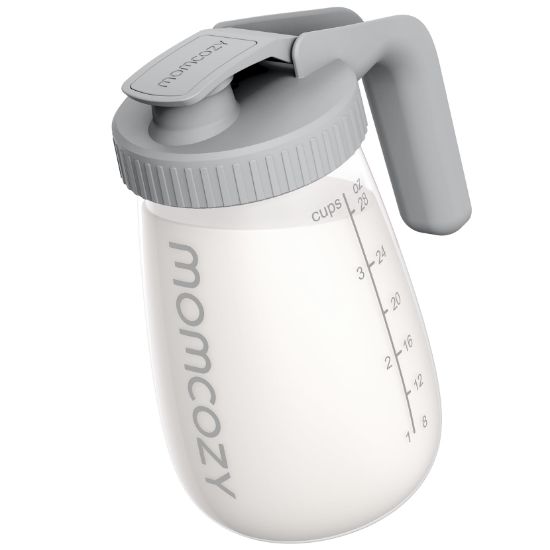Picture of Momcozy Breast Milk Pitcher, Resistant to Heat and Cold Abrupt Temp Swings, No Leak Glass Breast Milk Fridge Storage Container with Wide Mouth, Fast Baby Formula Maker, Breastfeeding Essentials, Grey