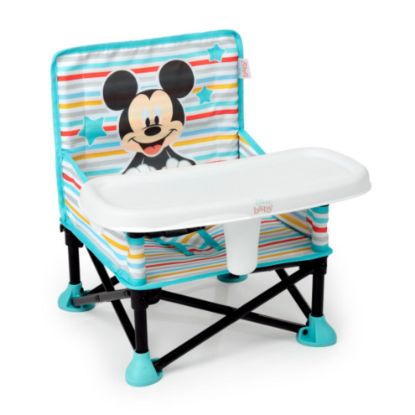 Picture of Bright Starts Disney Mickey Mouse Pop 'N Sit Portable Booster, Indoor/Outdoor Use, Floor Seat with Feeding Tray, Blue, 6 Mos - 3 Yrs