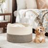 Picture of KAKAMAY Large Blanket Basket (20"x13"),Woven Baskets for storage Baby Laundry Hamper, Cotton Rope Blanket Basket for Living Room, Laundry, Nursery, Pillows, Baby Toy chest (White/Beige)