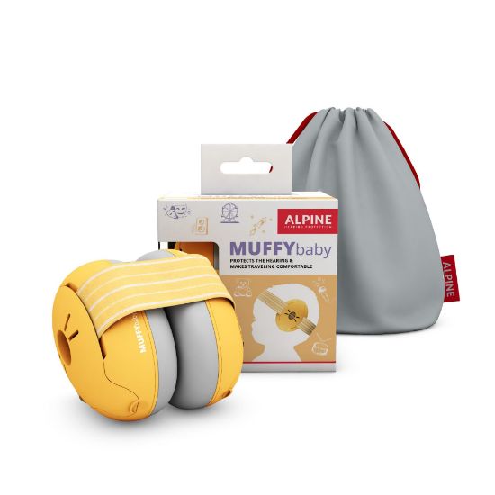 Picture of Alpine Muffy Baby Ear Protection for Babies and Toddlers up to 36 Months - CE & ANSI Certified - Noise Reduction Earmuffs - Comfortable Baby Headphones Against Hearing Damage & Improves Sleep - Yellow
