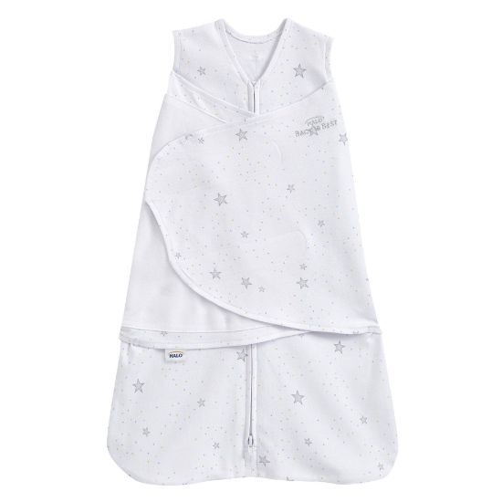 Picture of HALO 100% Cotton Sleepsack Swaddle, 3-Way Adjustable Wearable Blanket, TOG 1.5, Stardust, Small, 3-6 Months