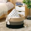 Picture of KAKAMAY Large Blanket Basket (20"x13"),Woven Rope Baskets for storage Baby Laundry Hamper, Cotton Rope Blanket Basket for Living Room, Laundry, Nursery, Pillows,Baby Toy chest (Jute/Black)