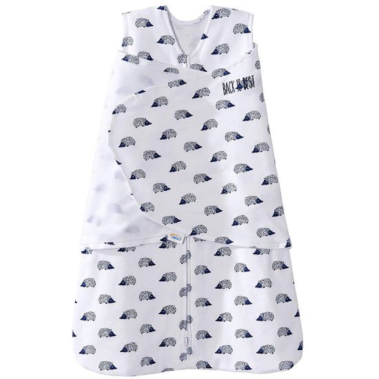 Picture of HALO 100% Cotton Sleepsack Swaddle, 3-Way Adjustable Wearable Blanket, TOG 1.5, Navy Hedgehog, Small, 3-6 Months