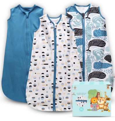 Picture of Cute Castle Baby Sleep Sack 18-24 Months - Lightweight 100% Cotton 2-Way Zipper TOG 0.5 Infant Wearable Blanket, Newborn Essentials Toddler Sleep Clothes (3 Pack Blue)