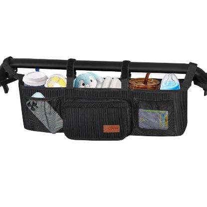 Picture of Guiseapue Double Stroller Organizer with 2 Insulated Cup Holders: Parent Console Double Jogging Stroller Caddy, Stroller Accessories Fits for Baby Jogger City Mini GT2 and Jeep Double Stroller