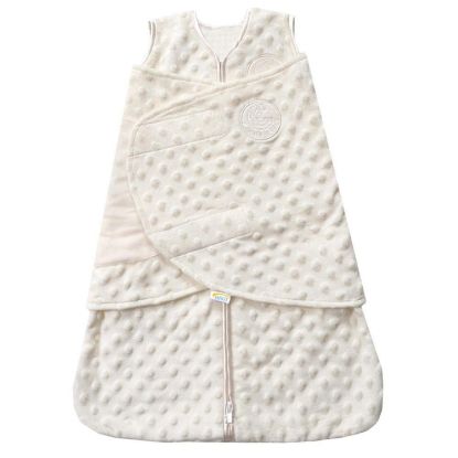 Picture of HALO Sleepsack Swaddle, 3-Way Adjustable Swaddle Blanket, TOG 3.0, Velboa Plush Dots, Cream, Newborn, 0-3 Months