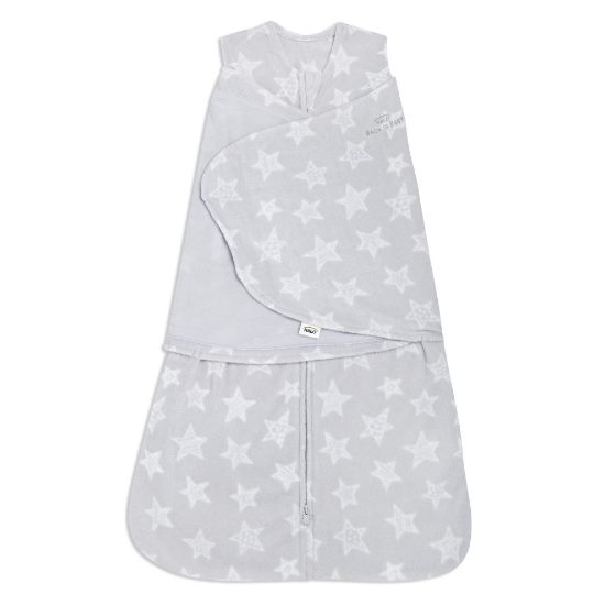 Picture of HALO Micro-Fleece Sleepsack Swaddle, 3-Way Adjustable Wearable Blanket, TOG 3.0, Grey Stars, Small, 3-6 Months