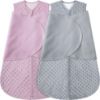 Picture of BSTOPPT Fleece Newborn Sleep Sack Baby Swaddle,3-Way Adjustable Wearable Blanket,2 Pack Fleece Swaddling Sleeping Bag TOG 2.0， (Gray & Pink, 6-12 Months)