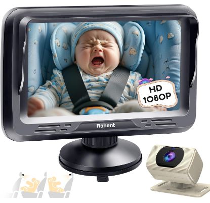 Picture of Rohent Beige Baby Car Camera - 1080P HD, 360° Adjustable, Night Vision, 150° Wide-Angle Lens, Easy Installation, Perfect Match for Beige Car Interiors, Ideal for Parents & Families