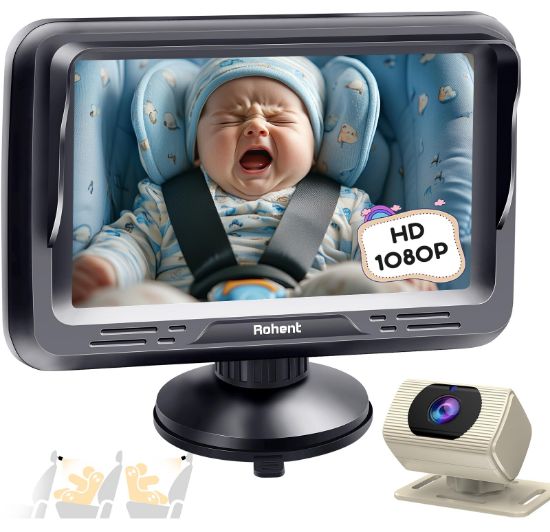 Picture of Rohent Beige Baby Car Camera - 1080P HD, 360° Adjustable, Night Vision, 150° Wide-Angle Lens, Easy Installation, Perfect Match for Beige Car Interiors, Ideal for Parents & Families