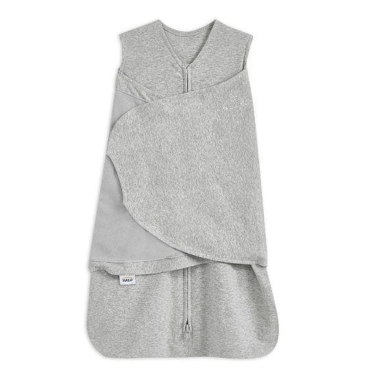 Picture of HALO 100% Cotton Sleepsack Swaddle, 3-Way Adjustable Wearable Blanket, TOG 1.5, Heather Grey, Small, 3-6 Months