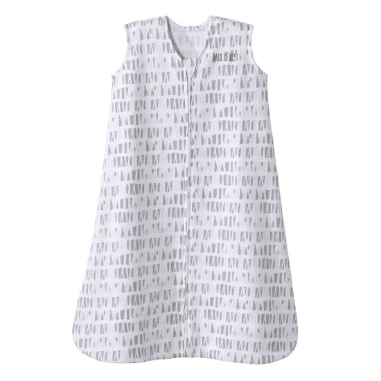 Picture of HALO SleepSack, 100% Cotton Wearable Blanket, Swaddle Transition Sleeping Bag, TOG 0.5, Squares and Triangles, Grey, Large, 12-18 Months