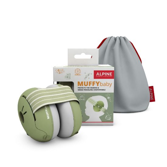 Picture of Alpine Muffy Baby Ear Protection for Babies and Toddlers up to 36 Months - CE & ANSI Certified - Noise Reduction Earmuffs - Comfortable Baby Headphones Against Hearing Damage & Improves Sleep - Green