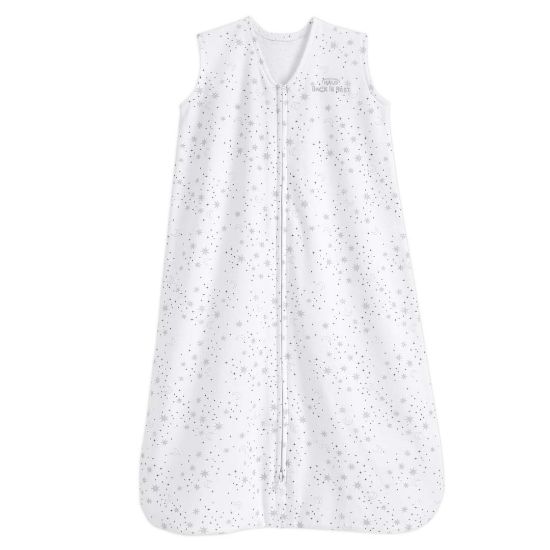 Picture of HALO SleepSack, 100% Cotton Wearable Blanket, Swaddle Transition Sleeping Bag, TOG 0.5, Midnight Moons-grey, Medium, 6-12 Months