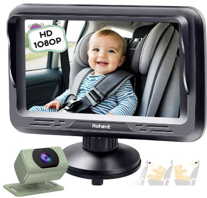 Picture of Rohent Green Baby Car Camera - 1080P HD, 360° Adjustable, Night Vision, 150° Wide-Angle Lens, Easy Installation, Perfect for Baby Boys, Ideal for Parents, Grandparents & Families