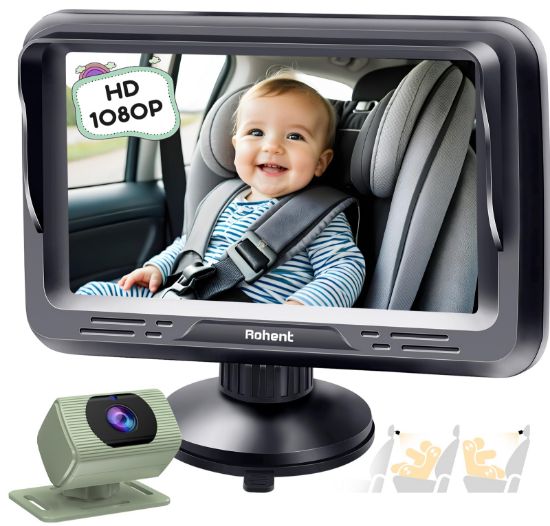 Picture of Rohent Green Baby Car Camera - 1080P HD, 360° Adjustable, Night Vision, 150° Wide-Angle Lens, Easy Installation, Perfect for Baby Boys, Ideal for Parents, Grandparents & Families