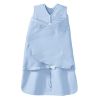 Picture of HALO 100% Cotton Sleepsack Swaddle, 3-Way Adjustable Wearable Blanket, TOG 1.5, Baby Blue, Newborn, 0-3 Months