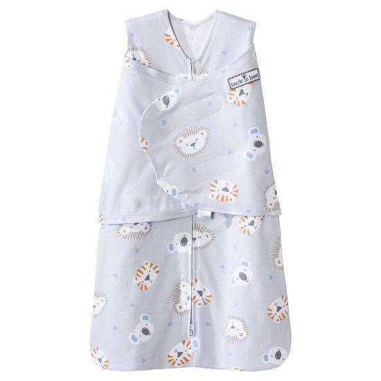 Picture of HALO 100% Cotton Sleepsack Swaddle, 3-Way Adjustable Wearable Blanket, TOG 1.5, Multicolor Lions, Tigers, and Bears, Small, 3-6 Months