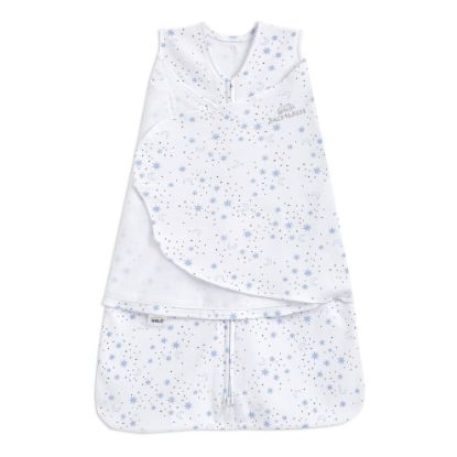 Picture of HALO 100% Cotton Sleepsack Swaddle, 3-Way Adjustable Wearable Blanket, TOG 1.5, Midnight Moons Blue, Small, 3-6 Months