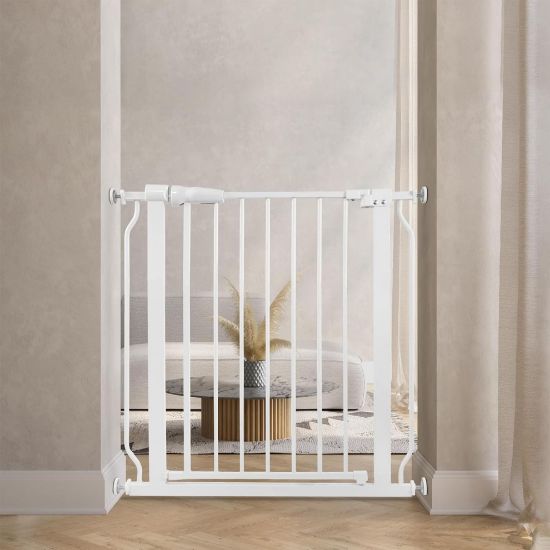 Picture of BalanceFrom Easy Walk-Thru Safety Gate for Doorways and Stairways with Auto-Close/Hold-Open Features, 30-Inch Tall, Fits 29.1 - 33.8 Inch Openings, White