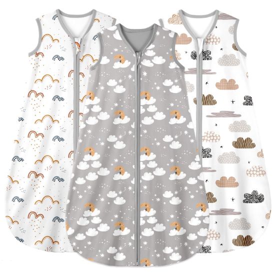 Picture of Yoofoss Baby Sleep Sack 6-12 Months Wearable Blanket for Babies 100% Cotton 2-Way Zipper TOG 0.5 Toddler Sleeping Sack 3 Pack, Comfy Lightweight Sleep Sacks