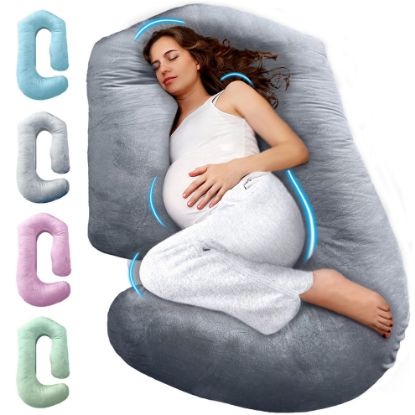 Picture of PILLANI Pregnancy Pillows for Sleeping - V C U Shaped Full Body Pillow with Removable Cover, 57inch Cooling Maternity Pillow for Pregnant Women, Support for Back Belly Legs Hip - Pregnancy Must Haves