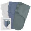 Picture of Comfy Cubs Easy Swaddle Blanket, 3 Pack - 100% Cotton Newborn Wrap, Large for 3-6 Months Infants, with Adjustable Velcro, Breathable and Durable Sleep Sack for Babies - Stone, Nomadic Blue & Azul