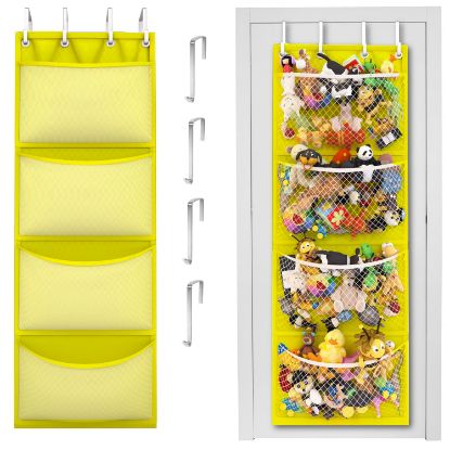 Picture of Honeyera Storage for Stuffed Animal - Over Door Organizer for Stuffies, Baby Accessories, and Toy Plush Storage/Easy Installation with Breathable Hanging Storage Pockets (Yellow)