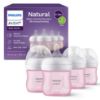 Picture of Philips Avent Natural Baby Bottles with Natural Response Nipples (Slow Flow, Flow 2), 4oz, Pink, 4-Pack, SCY900/14