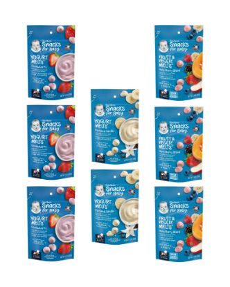 Picture of Gerber Snacks for Baby Variety Pack, Yogurt Melts & Fruit & Veggie Melts, 1 Ounce Pouch (Set of 8)