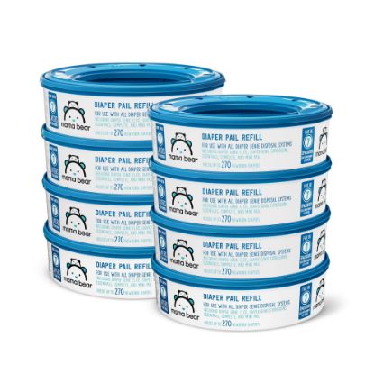 Picture of Amazon Brand - Mama Bear Diaper Pail Refills for Genie Pails, Unscented, 2160 Count (8 Packs of 270)
