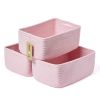 Picture of MiniArk Shelf Storage Baskets for Organizing | Closet Organizer Bins | Small Toy Basket | Woven Rope Baskets | Cube Decorative Box | Shallow Basket | 13×8.5×5.1” | 3 Packs Pink