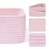 Picture of MiniArk Shelf Storage Baskets for Organizing | Closet Organizer Bins | Small Toy Basket | Woven Rope Baskets | Cube Decorative Box | Shallow Basket | 13×8.5×5.1” | 3 Packs Pink