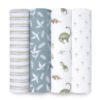 Picture of aden + anais Essentials Baby Muslin Swaddle Blankets, Newborn Receiving Blanket for Swaddling, 100% Cotton Baby Swaddle Wrap, 4 Pack, Dino Jungle