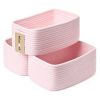 Picture of MiniArk Shelf Storage Baskets for Organizing | Closet Organizer Bins | Small Baskets | Toy Basket | Cube Decorative Box | Shallow Basket | Woven Rope Basket | 13×8.5×5.1” | 3 Packs Light Pink
