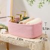 Picture of MiniArk Shelf Storage Baskets for Organizing | Closet Organizer Bins | Small Baskets | Toy Basket | Cube Decorative Box | Shallow Basket | Woven Rope Basket | 13×8.5×5.1” | 3 Packs Light Pink