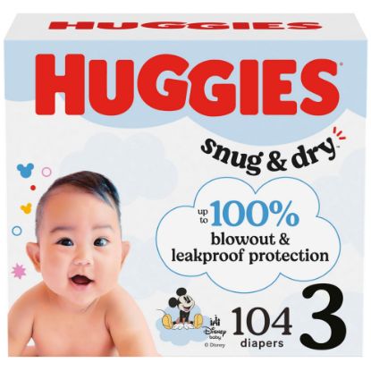 Picture of Huggies Size 3 Diapers, Snug & Dry Baby Diapers, Size 3 (16-28 lbs), 104 Count, Packaging May Vary
