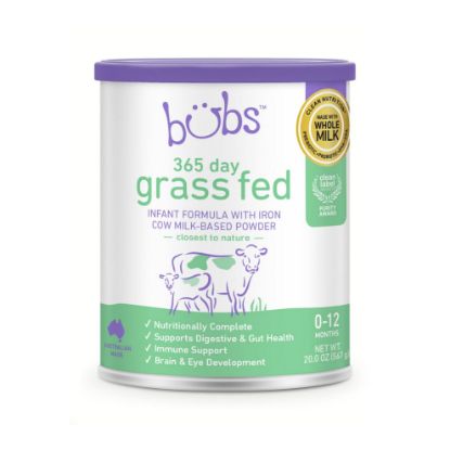 Picture of Bubs 365 Day Grass Fed Infant Formula with Iron, Cow Milk-Based Powder for Infants 0-12 Months, Made with Non-GMO Milk, 20 oz