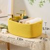 Picture of MiniArk Shelf Storage Baskets for Organizing | Closet Organizer Bins | Small Baskets | Toy Basket | Cute Decorative Basket | Cube Storage Bin | Woven Rope Basket | 13×8.5×5.1” | 3 Packs Yellow