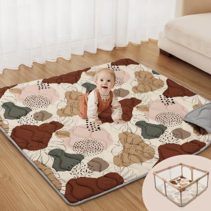 Picture of Blissful Diary Baby Play Mats for Floor, 47x47 Playpen Mat, Thicken Cushioning Padding Foam Playmate for Baby and Toddlers Infants, Non-Slip & Machine Washable, Boho Design