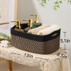 Picture of MiniArk Shelf Storage Baskets for Organizing | Closet Organizer Bins | Small Toy Basket | Woven Rope Baskets | Cube Decorative Box | Shallow Basket | 13x8.5x5.1” | 3 Packs Black Brown