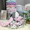 Picture of LOAOL Baby Crib Bumper Knotted Braided Plush Nursery Cradle Decor Newborn Gift Pillow Cushion Junior Bed Sleep Bumper (3 Meters, White-Gray-Blue)